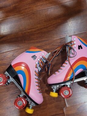 Pink Rainbow Retro Roller Skates